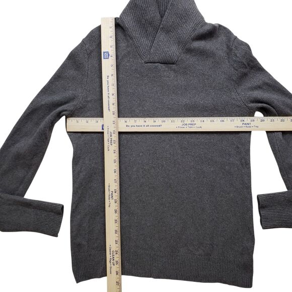 Banana Republic Gifting Popove Wool Sweater Mens Medium Gray Shawl Neck - Picture 5 of 10